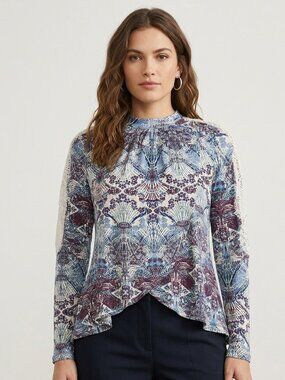 Free People Lace Detail Long Sleeve Tee